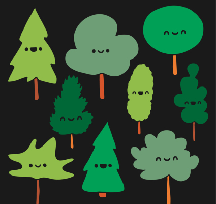 9 bande dessine fait face  des arbres de conception vecteur matriel
