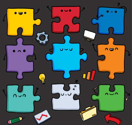 9 couleur design des pi¨¨ces de puzzle de dessin anim¨¦ vecteur