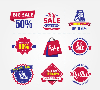 9 rouge et bleu couleur tag vecteur Specials