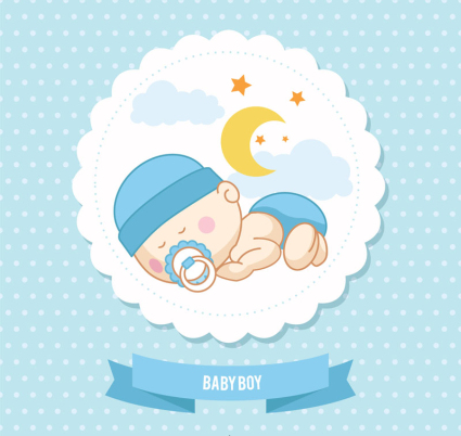 Cute baby greeting card tag vecteur mat¨¦riel