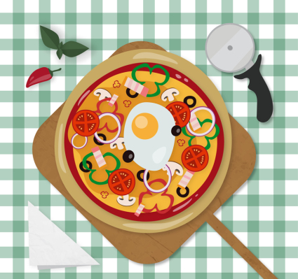 plan de Pizza mat¨¦riau vecteur vue sur la table