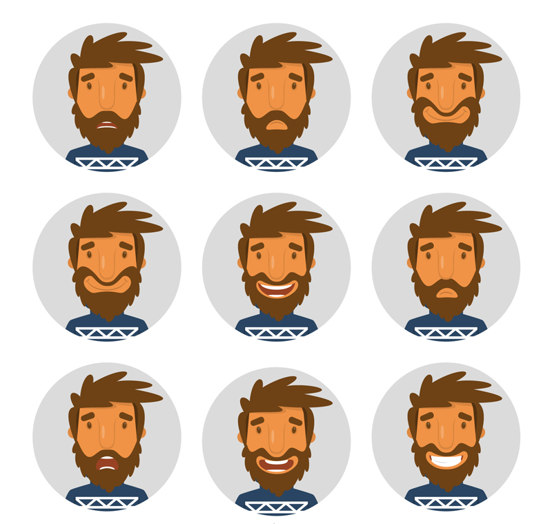 9 Creative mat¨¦riel vecteur d'expression de Man Avatar