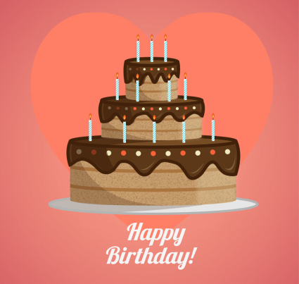 Cartoon trois chocolat mat¨¦riel gâteau d'anniversaire vecteur