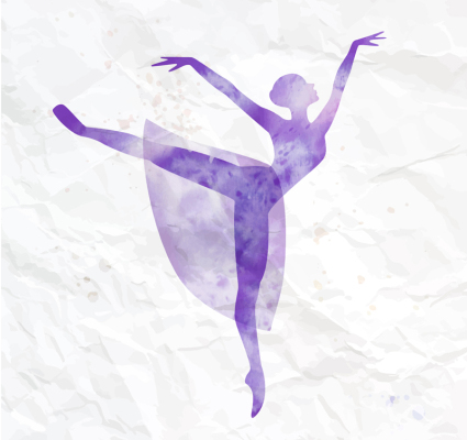 Violet danse aquarelle girl silhouette vecteur mat¨¦riel
