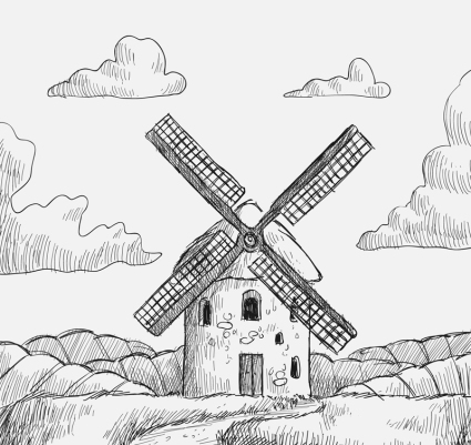 Main vecteur trac¨¦ mat¨¦riau Windmill