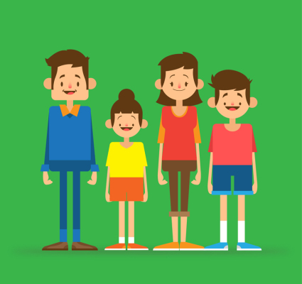 famille de quatre conception de vecteur de bande dessin¨¦e