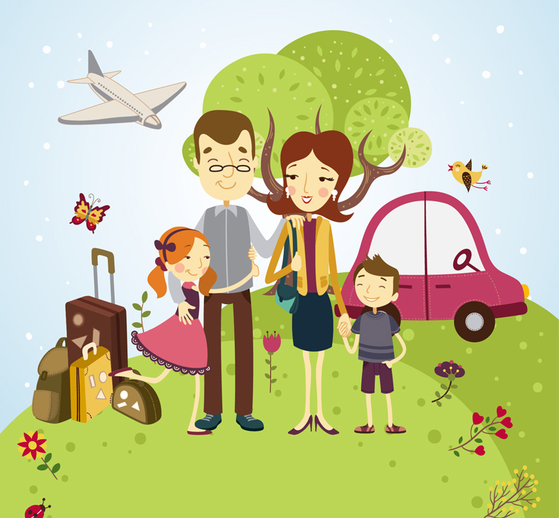 Vacances famille vecteur de quatre