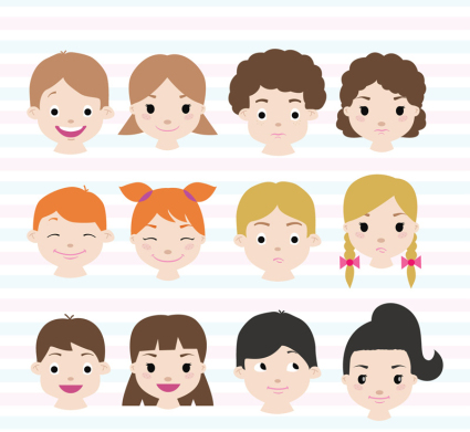 12 enfants Beau mat¨¦riel vecteur Avatar