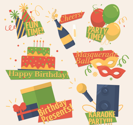 Sept cr¨¦ative anniversaire ¨¦l¨¦ment mat¨¦riel vecteur