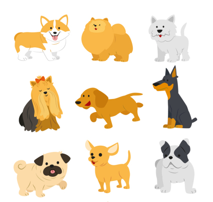 9 animal mignon vecteur mat¨¦riel chien