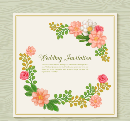Aquarelle Floral Invitation Carte de mariage Vecteur