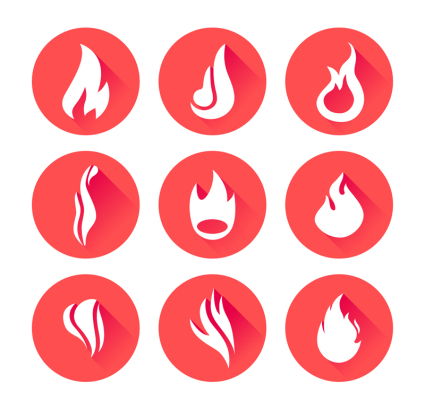9 flamme circulaire icône vecteur mat¨¦riel