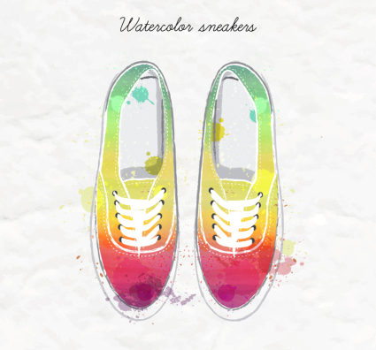 Stained chaussures de sport vecteur mat¨¦riel de l'eau