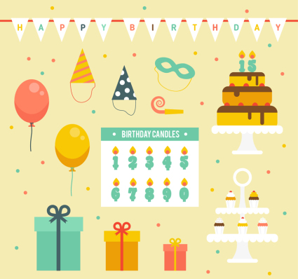 13 de la f¨ºte d'anniversaire de mat¨¦riel vecteur ¨¦l¨¦ment d¨¦coratif
