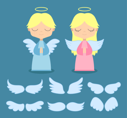 Mignon ange et ailes vecteur mat¨¦riel