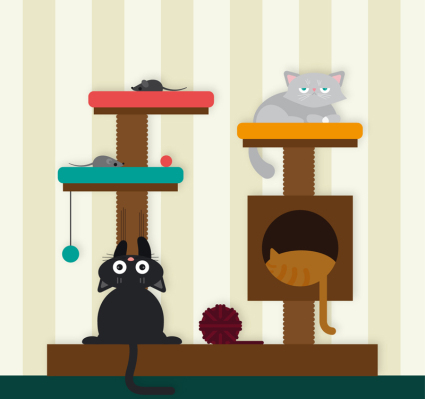 chat de bande dessin¨¦e et le mat¨¦riau de vecteur cadre chat d'escalade