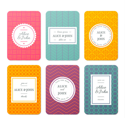 6 mariage color¨¦ vecteur mat¨¦riel de carte d'invitation