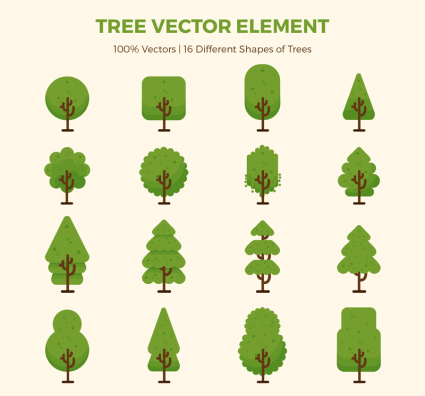 16 de la conception des arbres verts vecteur mat¨¦riel