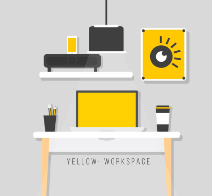Clean studio de design mat¨¦riel vecteur ligne jaune