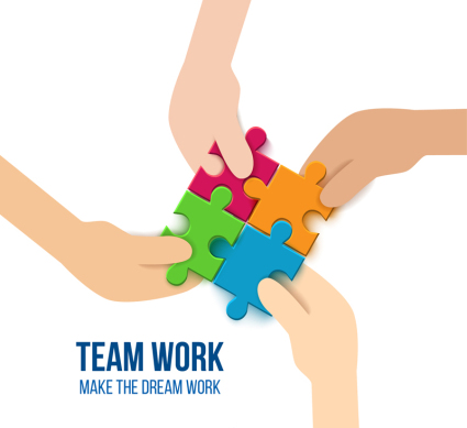 L'¨¦quipe cr¨¦ative vecteur de puzzle illustration tutoriel