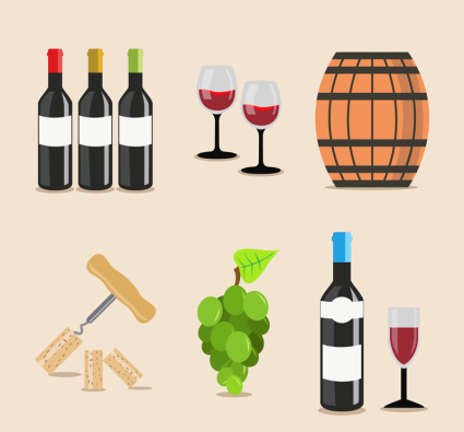 6 vins de mat¨¦riau vecteur ¨¦l¨¦ment