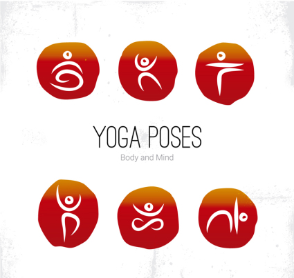 6 yoga mat¨¦riau posture logo vectoriel