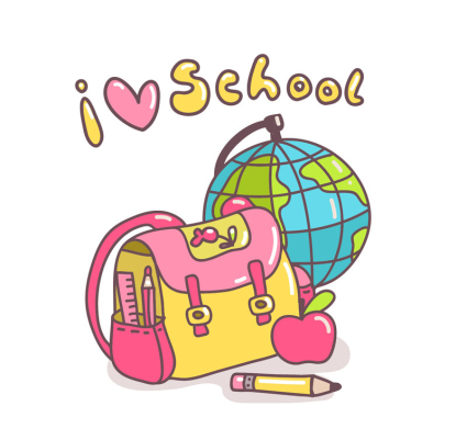 J'AIME SCOLAIRES fournitures scolaires de dessin anim vecteur
