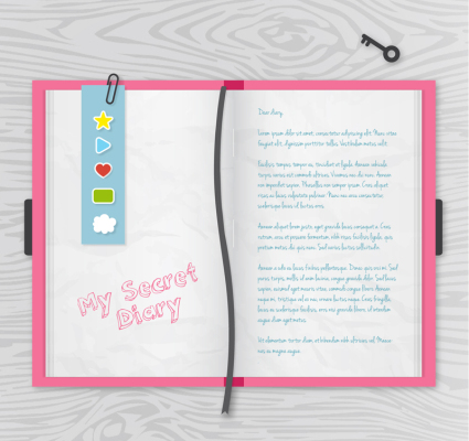 Ouvrir vecteur mat¨¦riel journal rose