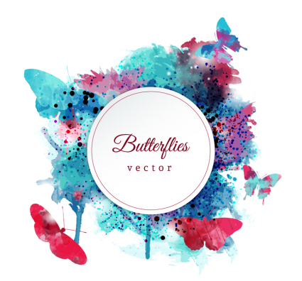 rouge aquarelle papillon mat¨¦riel tag vecteur bleu