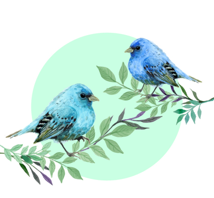 Bleu, oiseau, vecteur, matriel, 2, branches