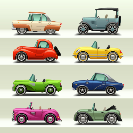 8 voiture de dessin anim¨¦ vecteur mat¨¦riel de conception