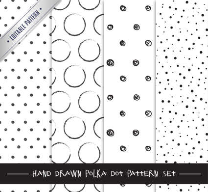 4 banque noir et blanc main dessin¨¦ dots seamless fond vecteur