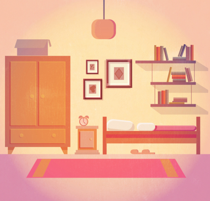 Couleurs chaudes chambre design vecteur mat¨¦riel
