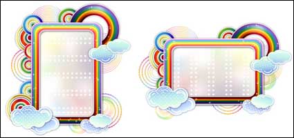 Rainbow nuages frontire vecteur cute