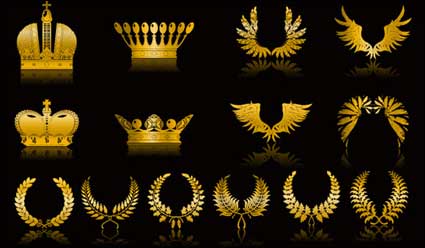 Golden vecteur ailes couronne de bl matriel