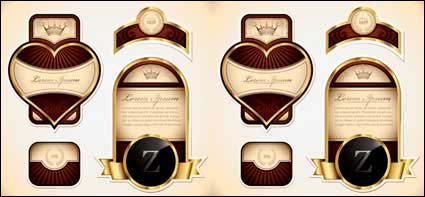 Les tiquettes apposes sur Gold bouteille de vin Rimmed Vector