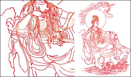 matriel Guanyin Bodhisattva ligne de dessin vectoriel