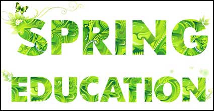 Printemps lettres vertes matriel Vector