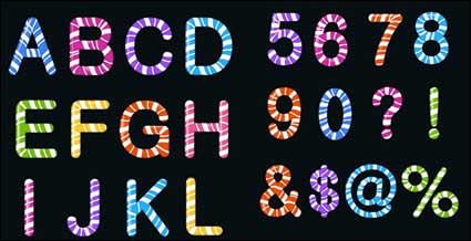 matriel vecteur lettres et chiffres de couleur Candy