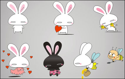 Cartoon Love vecteur de lapin