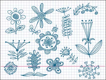 Cute fleurs, peints vecteur matriel