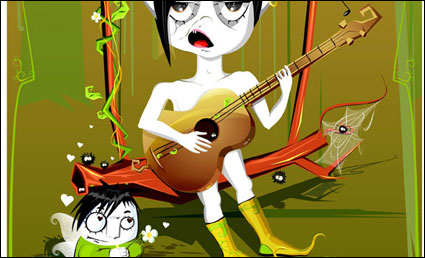 Little vecteur guitare monstre matriel