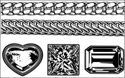 Raliste or et chaîne en argent - bijou diamant Vector