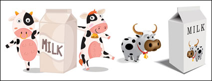 Cartoon cartons de lait de vache et du matriel vecteur