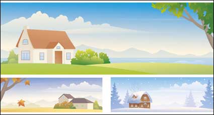 Four Seasons matriel vecteur Paysage