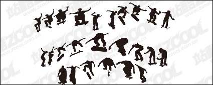 Planche  roulettes figure vecteur silhouettes matriel