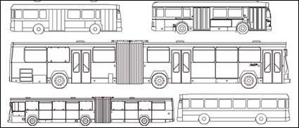 Types de lignes de dessin vectoriel voiture bus matriel