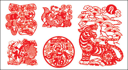 Vecteur de coupe de papier chinois