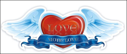 ailes en forme de coeur ruban Vector