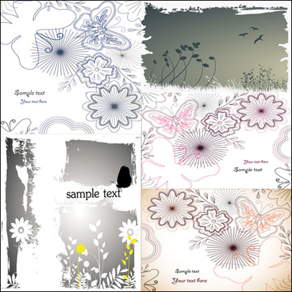 vecteur de fleurs et de papillons de matriel